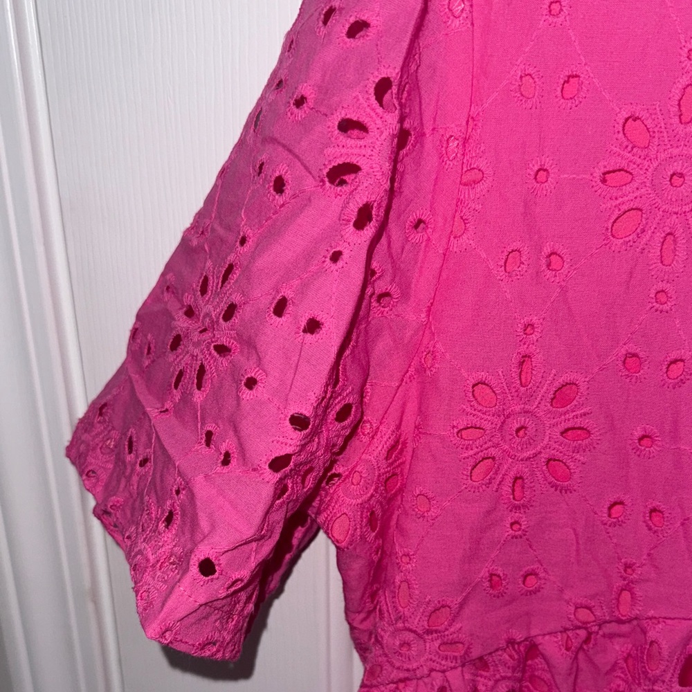 Boho Pink Eyelet Midi Dress - Picture 4 of 6